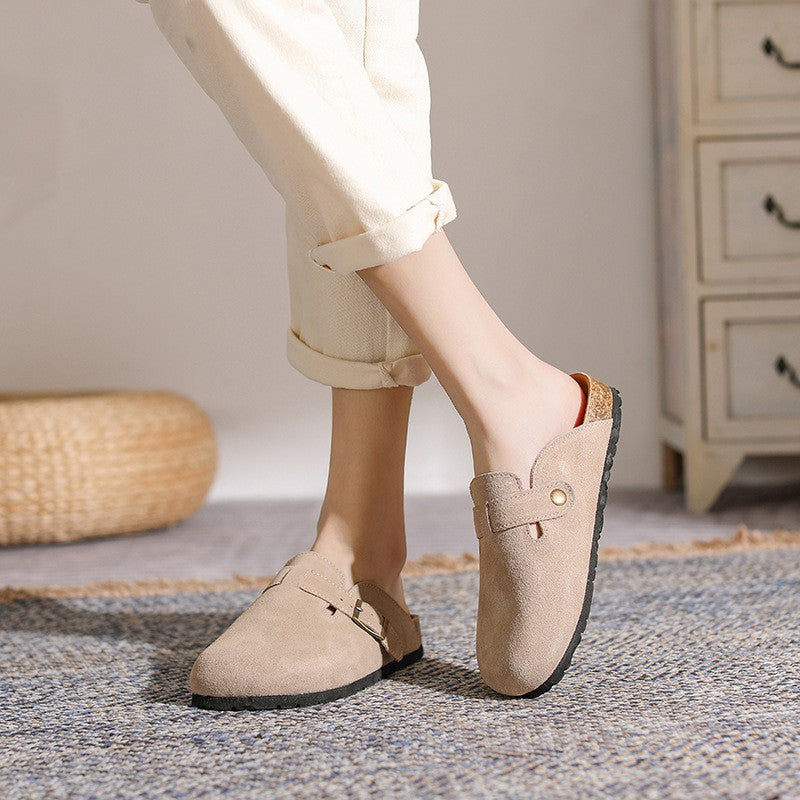Women's French Style Retro Closed Toe Half Slippers