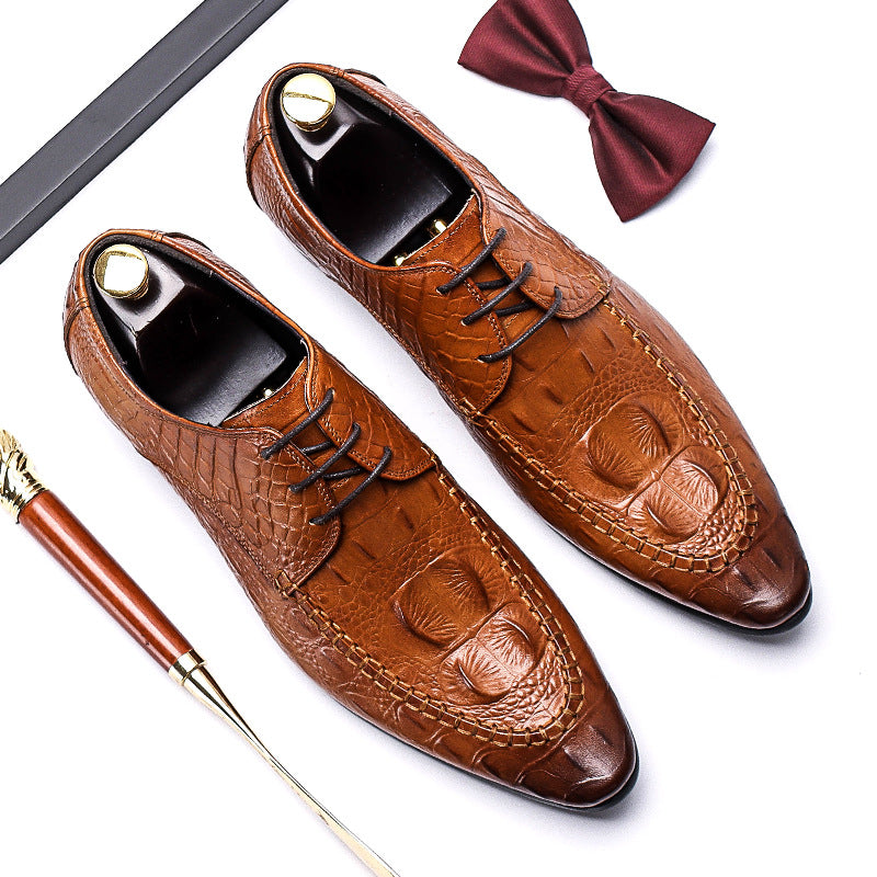Men's Promotion Alligator Pattern Business British Trend Leather Shoes