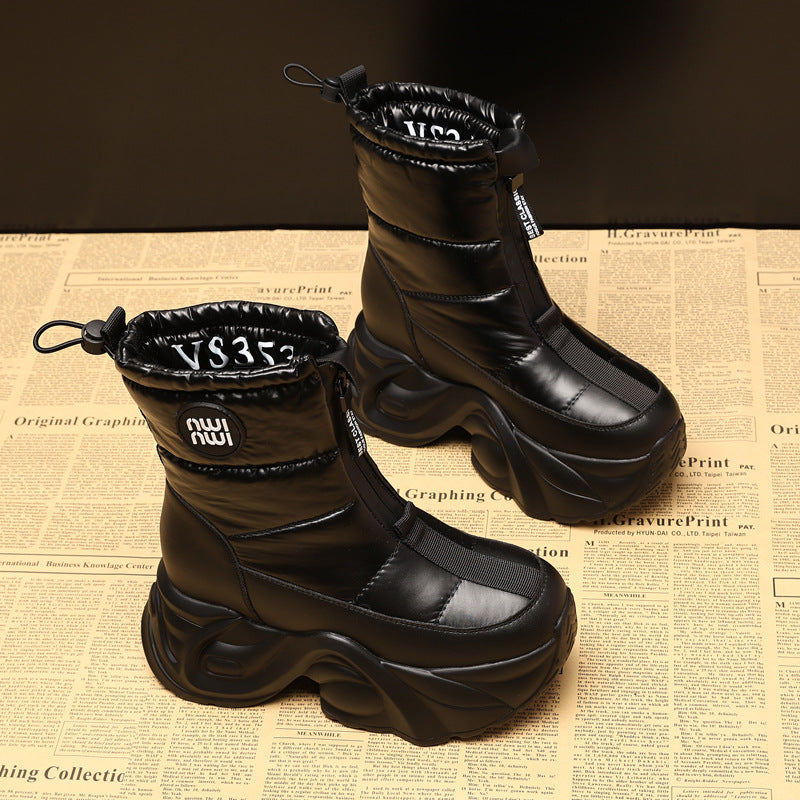 Thick Bottom Height Increasing Insole Fleece-lined Snow Boots