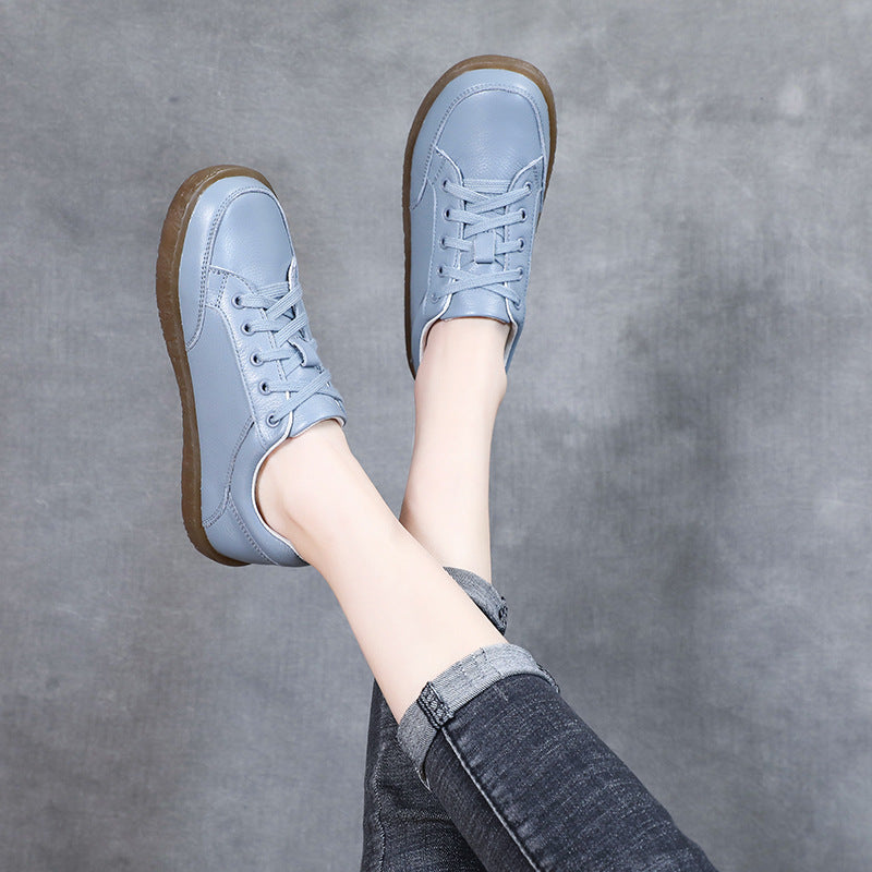 Women's Cowhide Maternity Soft Bottom Lace Up Casual Shoes