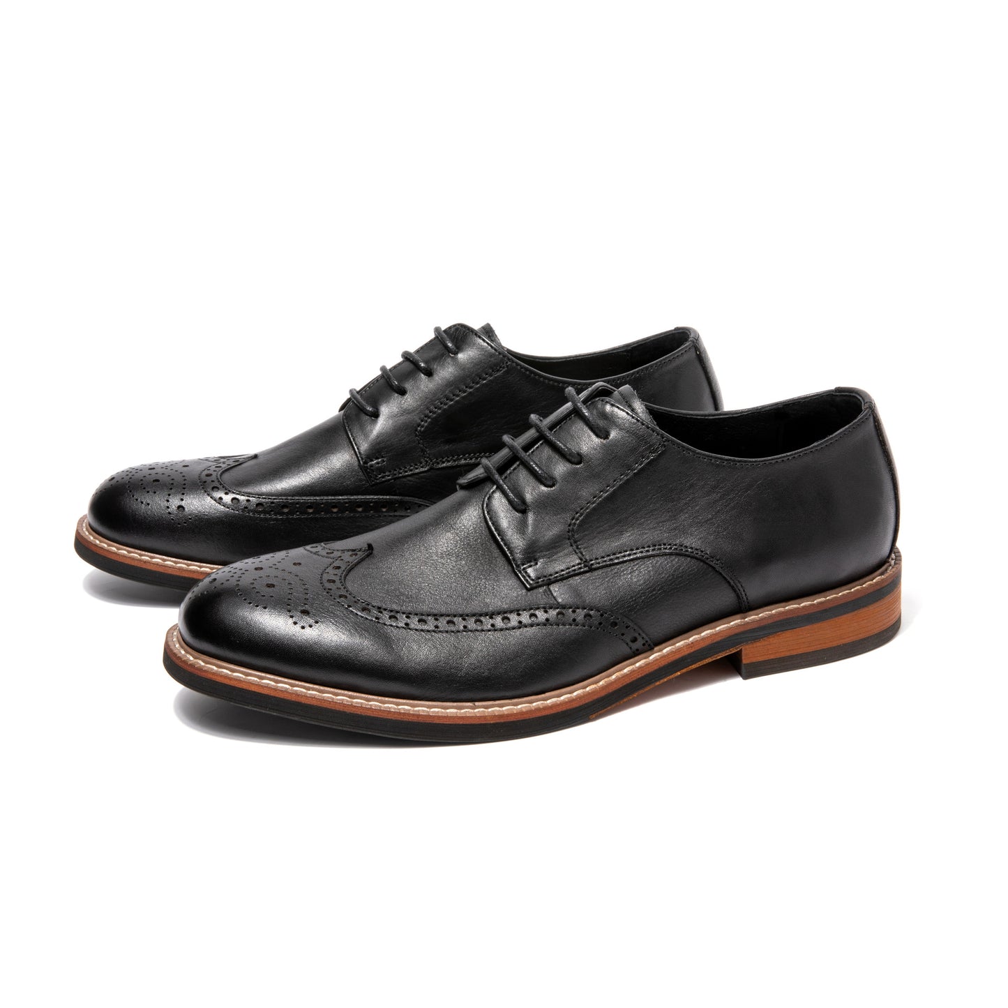 Men's Polished Brogue Business Formal Genuine Leather Shoes