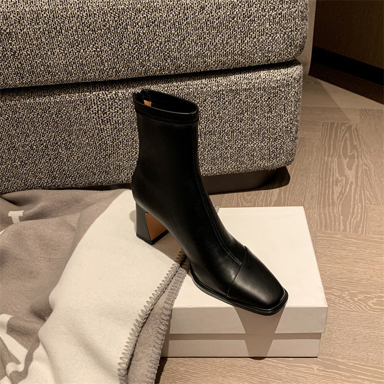 Women's Skinny Martin Temperament Western Style Square Heels