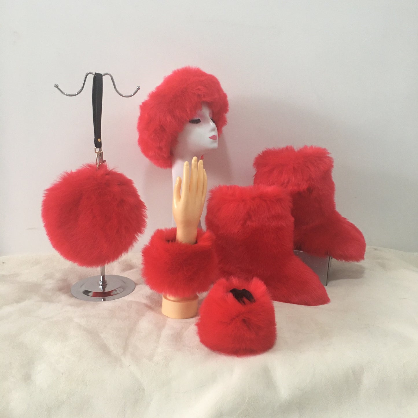 Women's Colorful Round Bag Messenger Hair Band Snow Boots