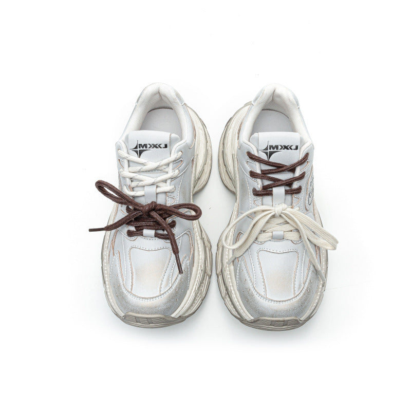 Women's Genuine Brushed Paris Double Shoelaces Dad Raise The Sneakers
