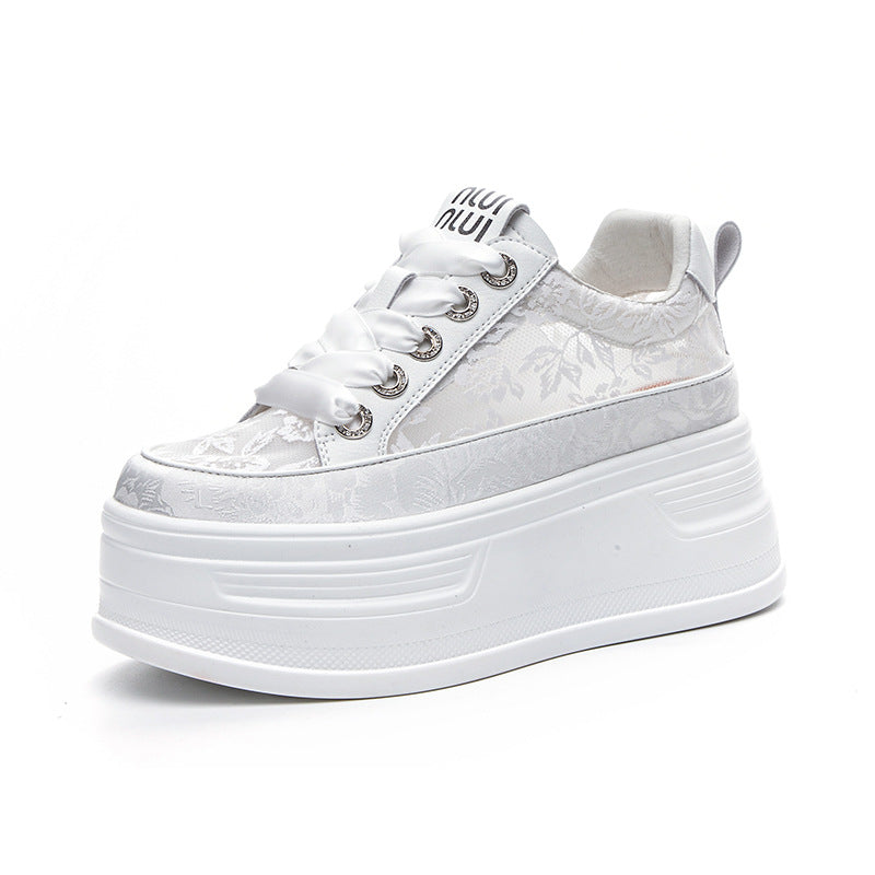 Women's Height Increasing Insole Lace Hollow Mesh Women's Sports Shoes