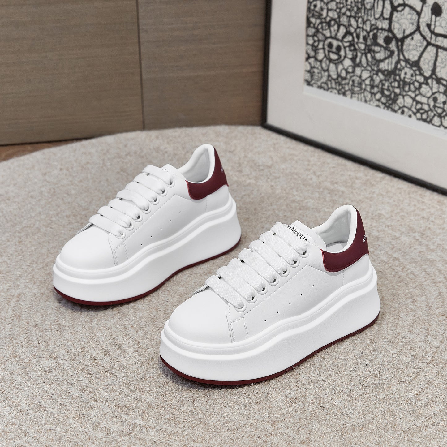 Women's Small Genuine Thick-soled Mcqueen White Spring Casual Shoes