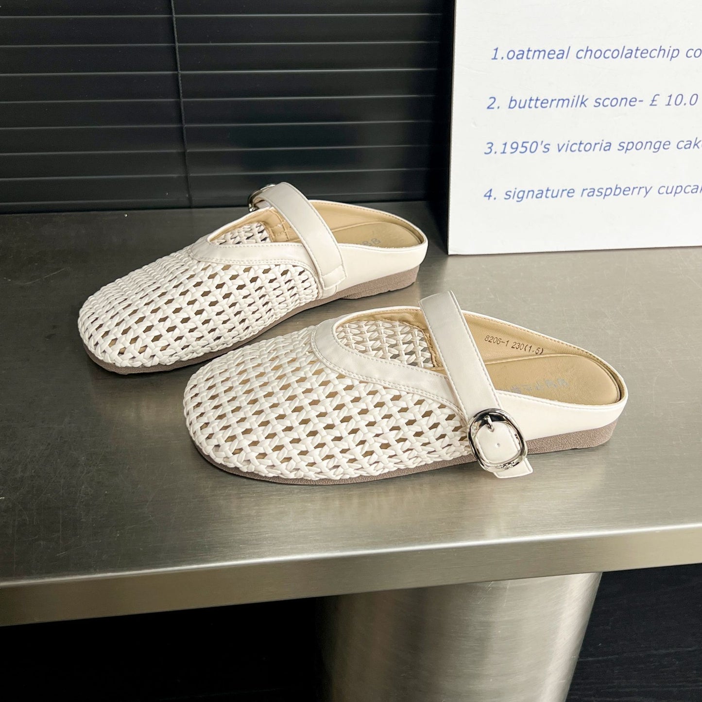 Women's Authentic Weave Hollowed Toe Box Half Slippers