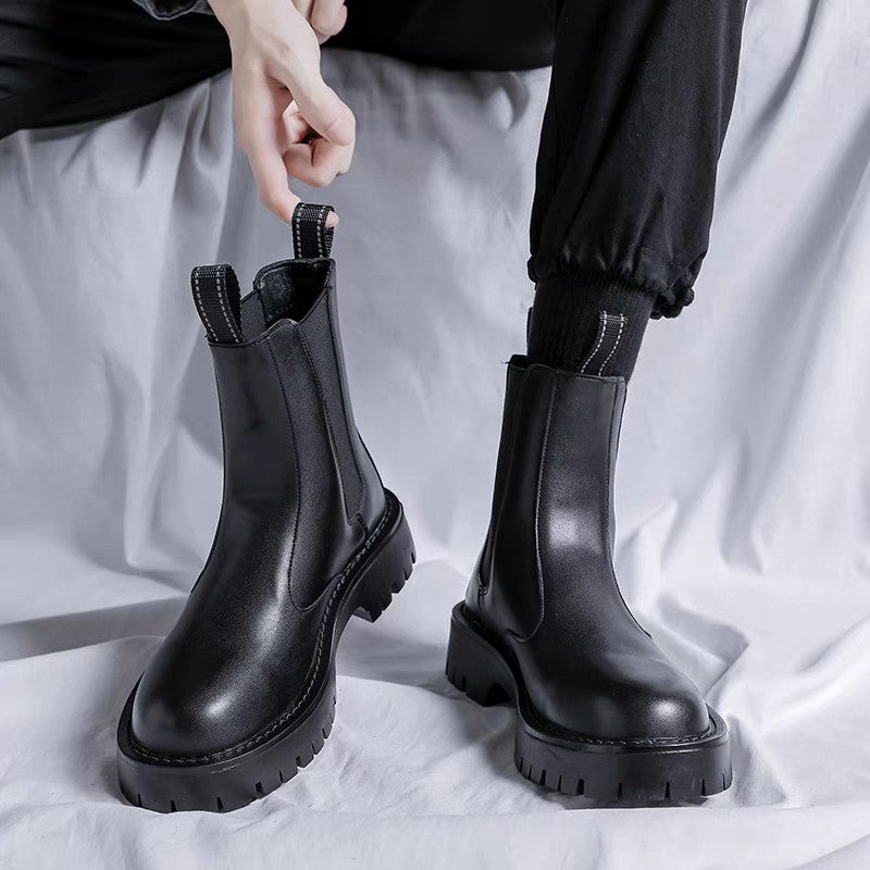 Men's Chelsea Winter Mid Black British Style Boots