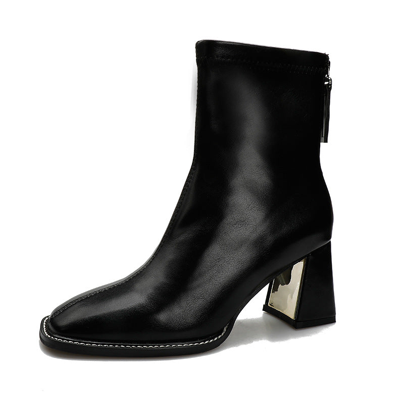 Square Toe Booties Martin Female Skinny Boots
