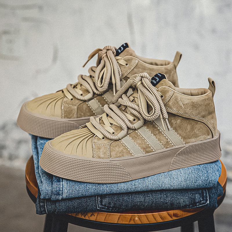 Men's Trendy Shell Toe Board Platform Suede Sneakers