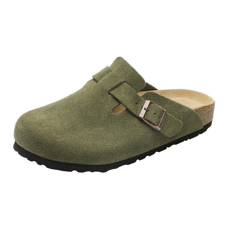 Comfortable Flat Cork Unisex Retro Half Lazy Thick-soles Slippers