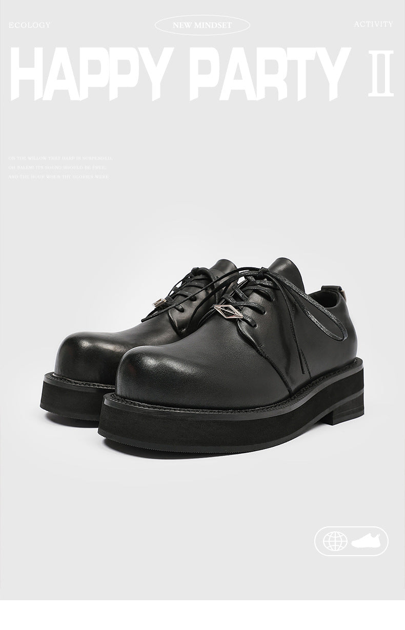 Spring Genuine Derby Platform Increased British Leather Shoes