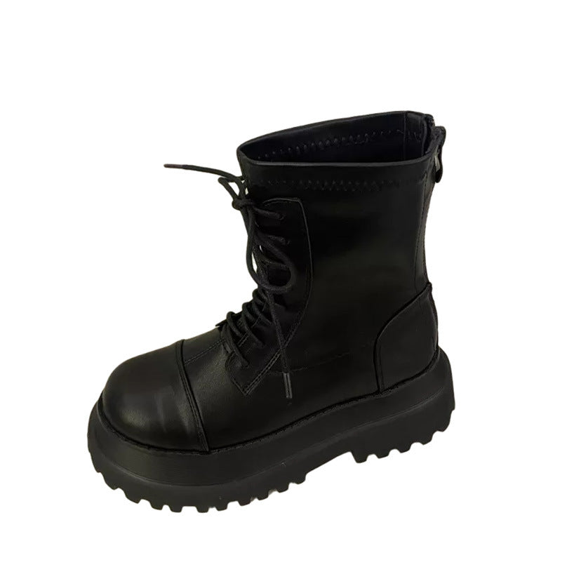 Women's Platform Martin Rear Thin Coat With Zip Women's Leather Boots