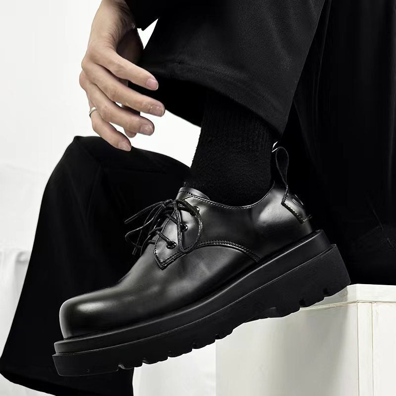 Women's & Men's Square Toe Trendy Platform Derby Black Women's Shoes