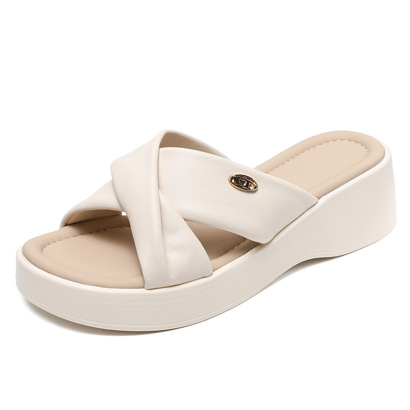 Women's Outer Wear Summer Genuine Flat Comfortable Slippers