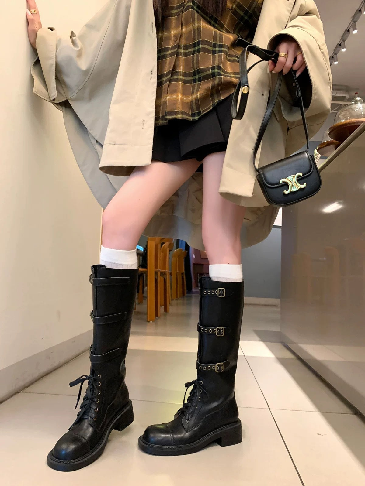 Thick Bottom Knight Belt Buckle Retro Boots