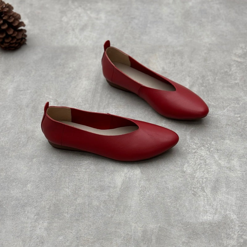 Women's Pointed Toe Low-cut Simple Flat Versatile Women's Casual Shoes