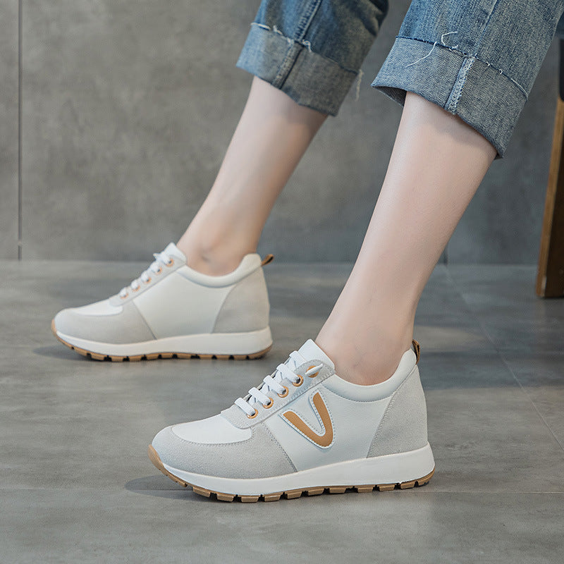Women's Korean Style Sports Color Block Platform Round Toe Casual Shoes