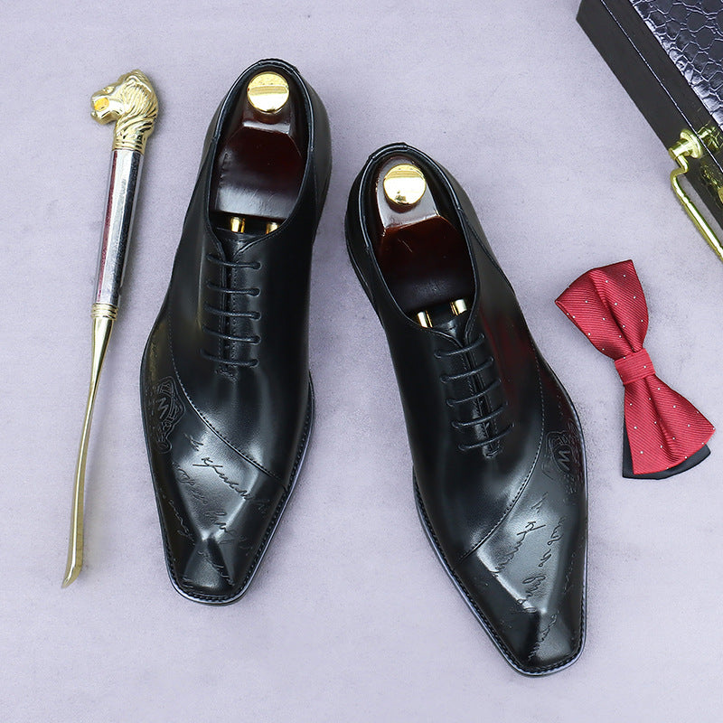 Men's Retro Diamond Head English Business British Leather Shoes