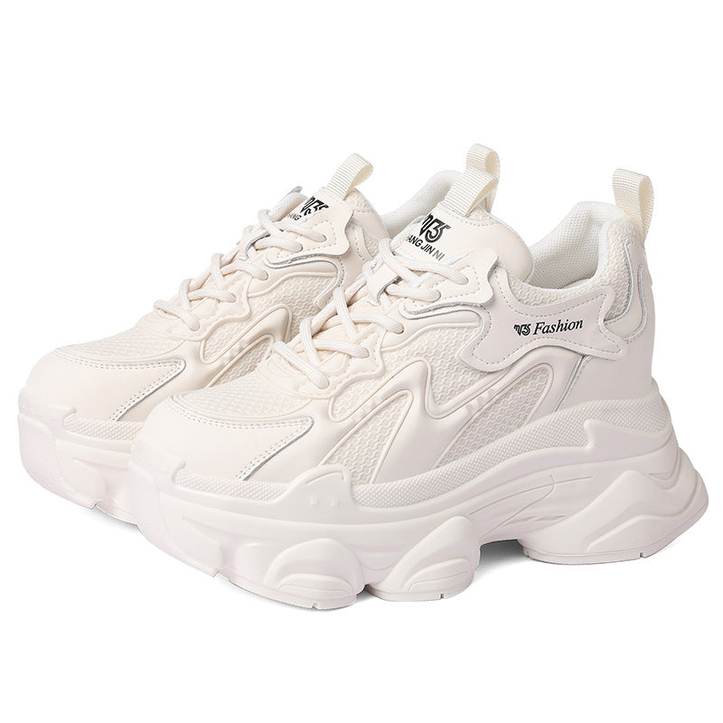 Women's Black Platform Dad Show Feet Small-sized Sneakers