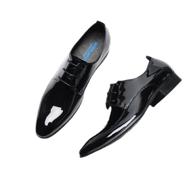 Men's Cowhide Breathable Patent Formal Business British Lace Casual Shoes