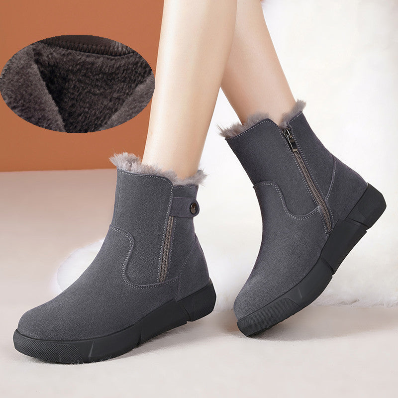 Women's Wool Northeast Fur Soft Veet Cotton Plus Snow Boots