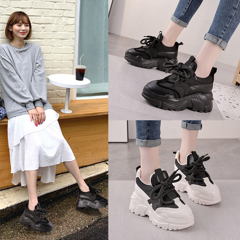 Women's Platform Dad Veet Padded Hidden Elevator Casual Shoes