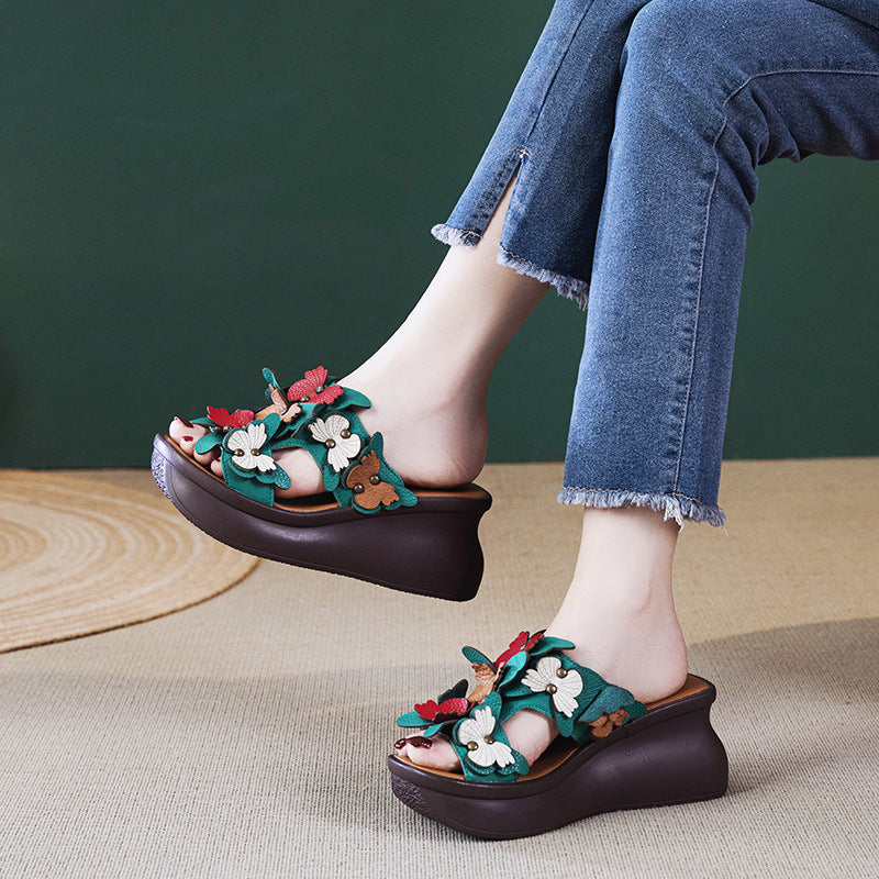Women's Platform Outdoor Summer Retro Ethnic Style Color Slippers