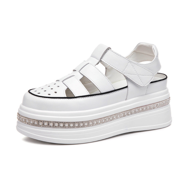 Women's Roman Closed Toe Platform Summer Lightweight Hollow Breathable Muffin Sandals