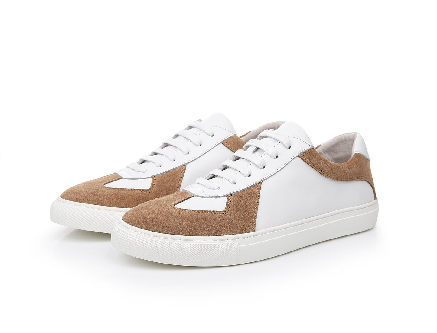 Men's White Lace Up First Layer Cowhide Sneakers