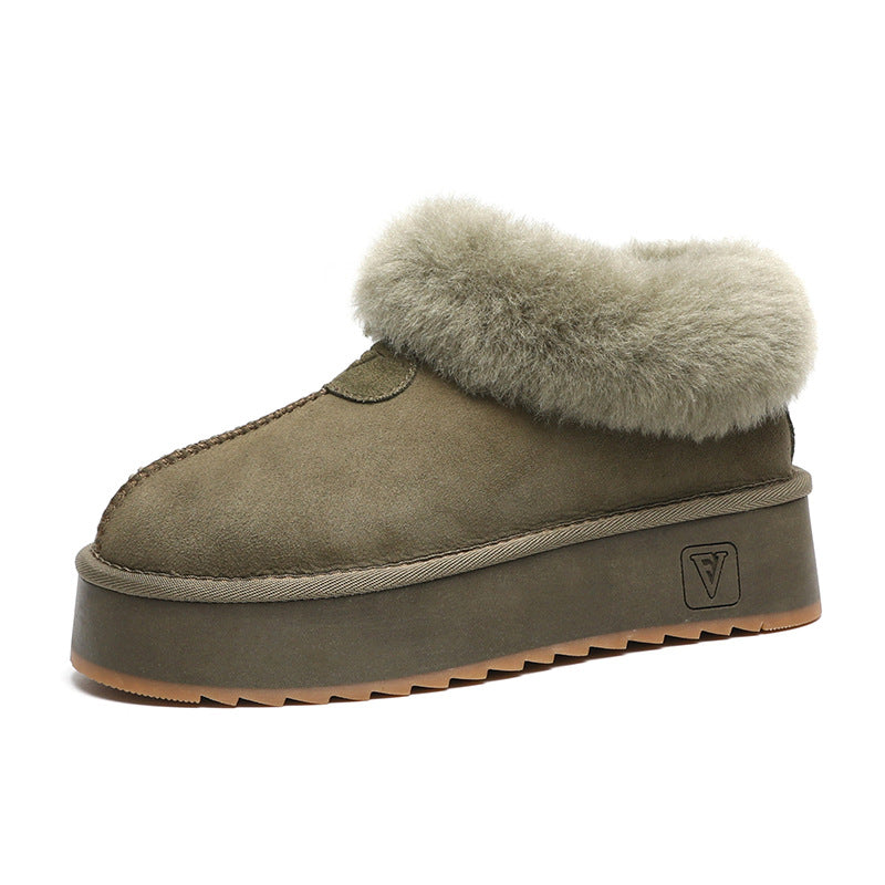 Women's Sheepskin Fur Thick Bottom Short Winter Snow Boots