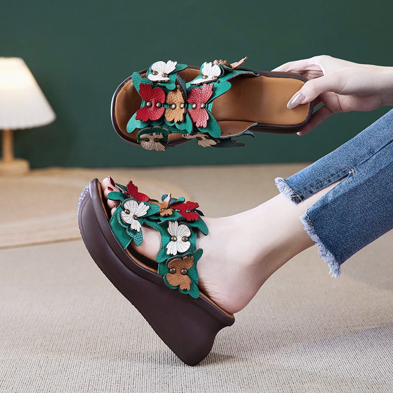 Women's Platform Outdoor Summer Retro Ethnic Style Color Slippers