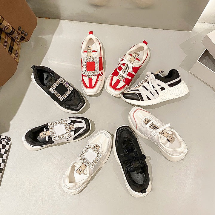 Women's Daddy Platform Mesh Surface Breathable Height Increasing Sneakers