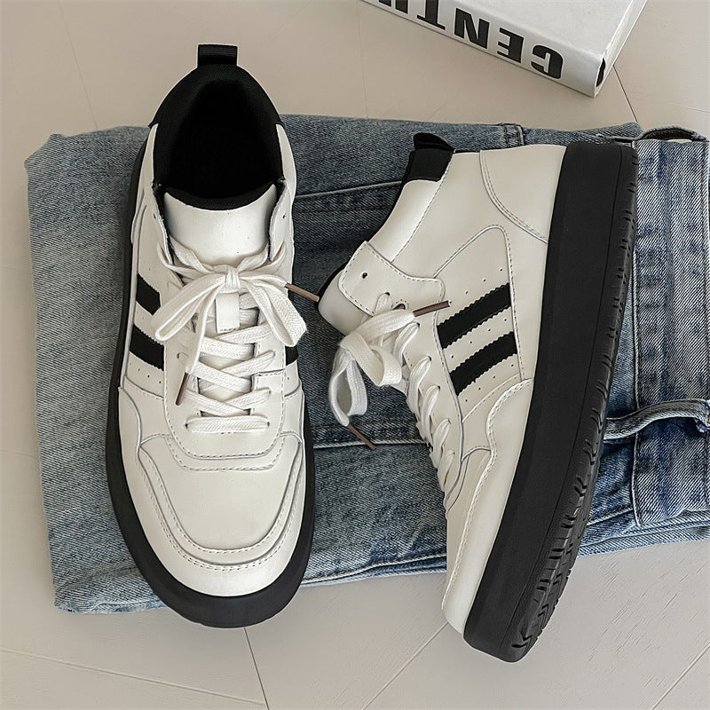 Men's Autumn Black Platform White High Top Sneakers