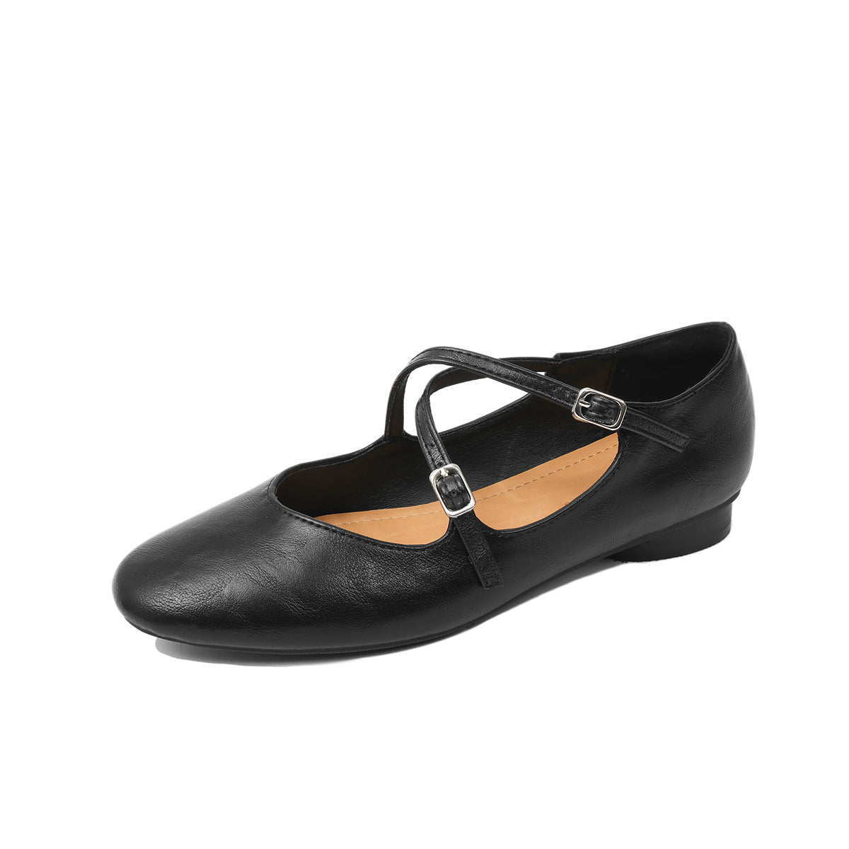 Women's Genuine Pumps Cross Mary Jane Retro Low-cut Women's Shoes