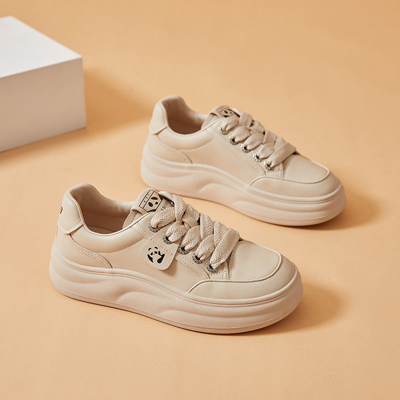 Women's Platform White Autumn Height Increasing Bread Casual Shoes