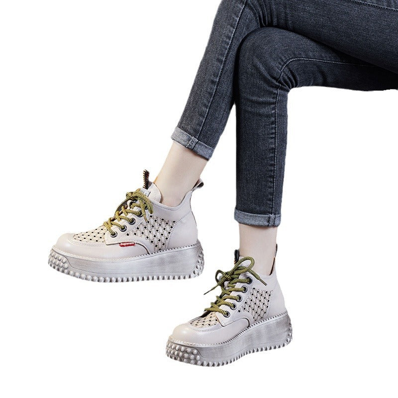 Women's Thick-soled Hole Wedge Beach Solid Color Sandals