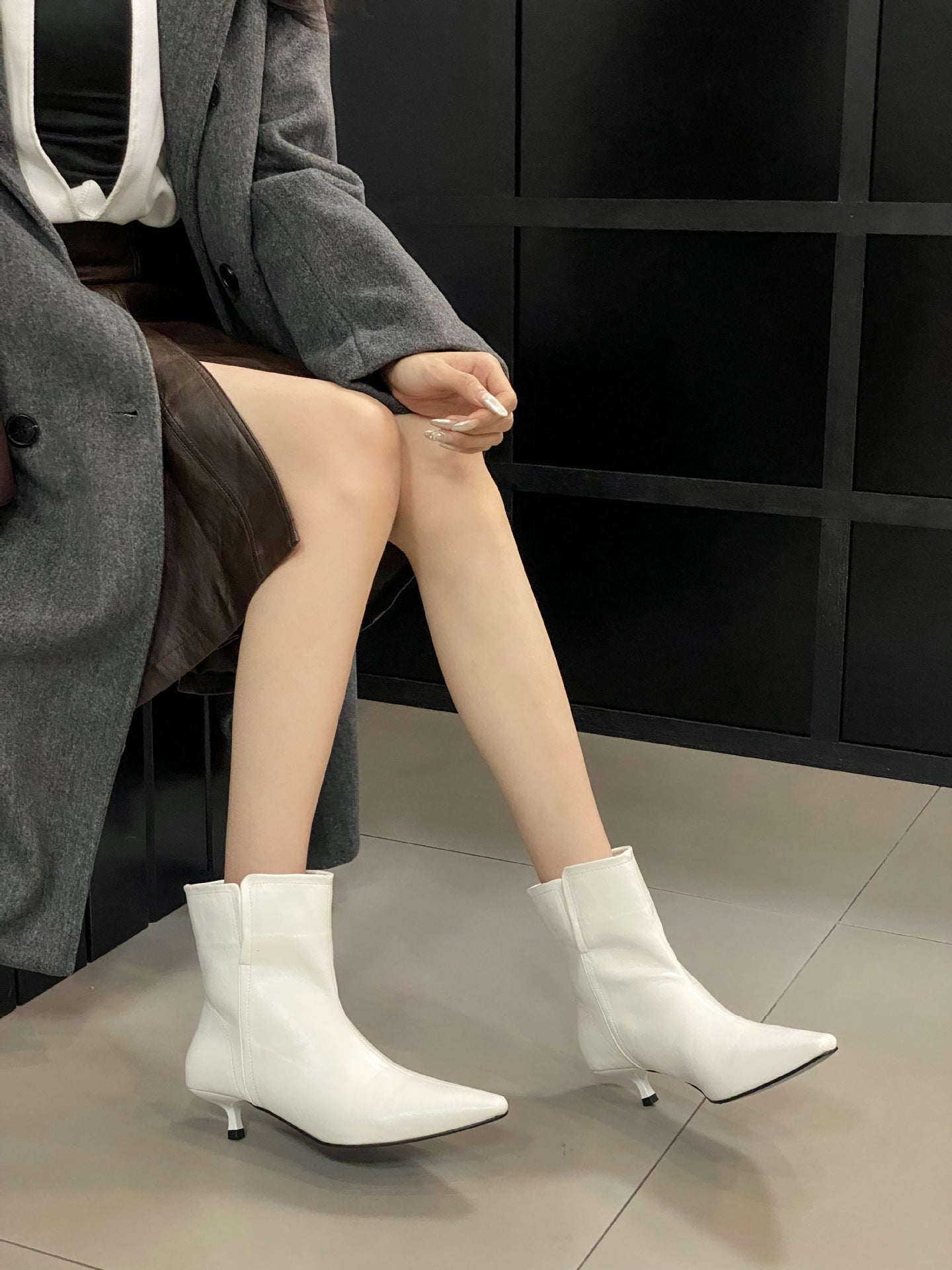 Tax-free Autumn Stiletto Fashion Low Ankle Women's Leather Boots