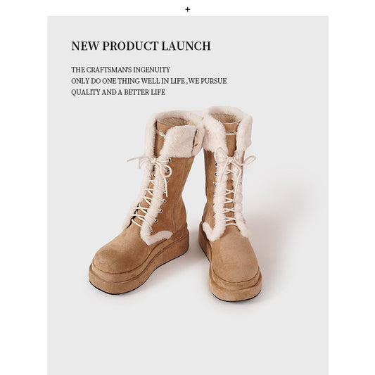 Women's Versatile Furry Fur For Fleece-lined Thicker Snow Boots