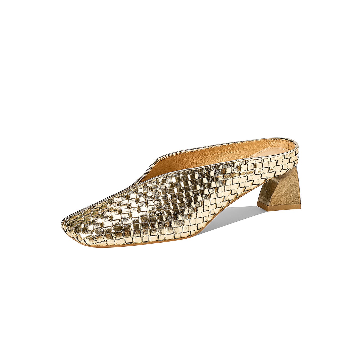 Women's Wear Closed Toe Outer Summer Woven Square Low Flat Chunky Heels