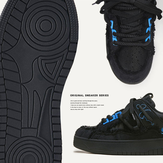 Women's & Men's Destroy Aesthetics Series Black Warrior Youthful Sneakers