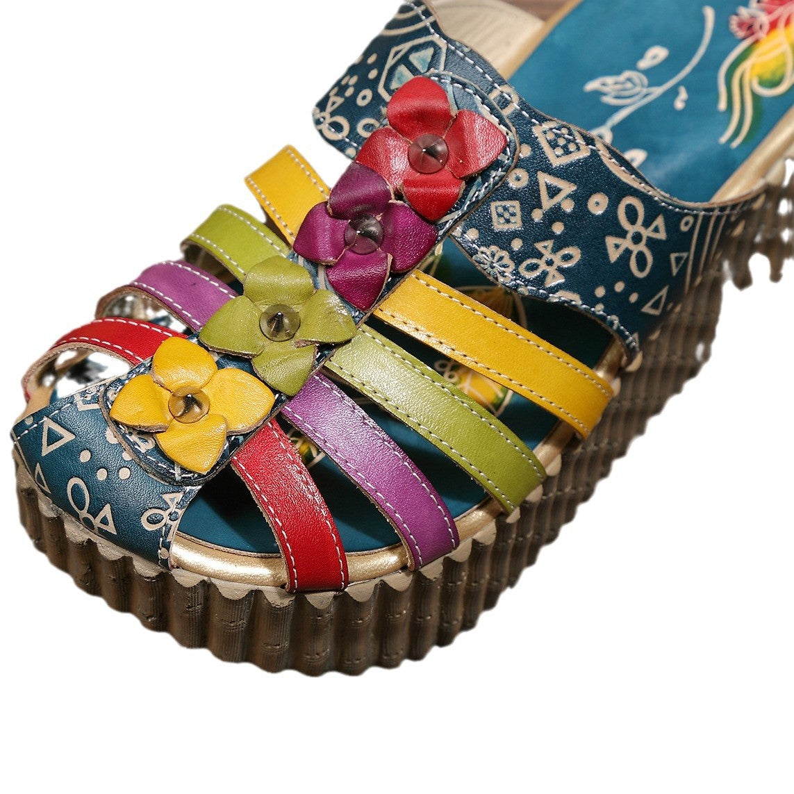 Women's Summer Ethnic Style Genuine Flower Handmade Flat Slippers
