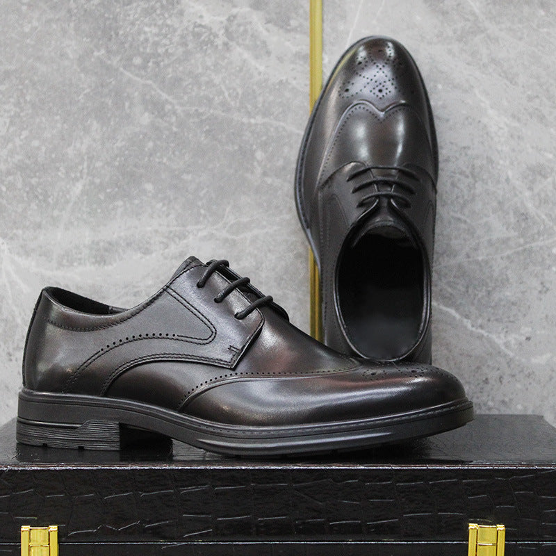 Men's Genuine Business Brogue Breathable Soft Bottom Wild Leather Shoes