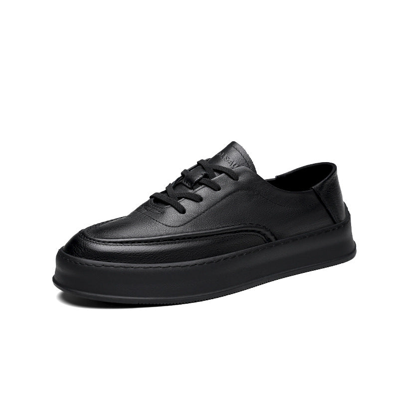 Men's White Genuine Summer Platform Breathable Trendy Cowhide Sneakers