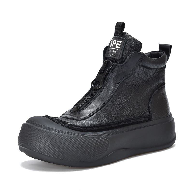 Women's Zip Booties Authentic First Layer Cowhide Boots