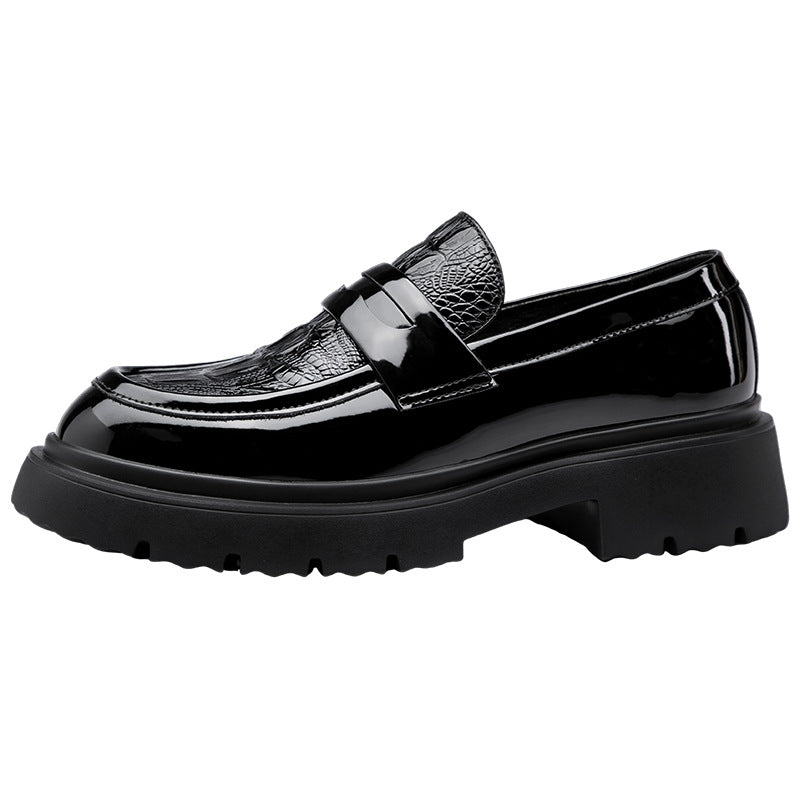 Men's Slip On Black Green British Patent Men's Business Leather Shoes