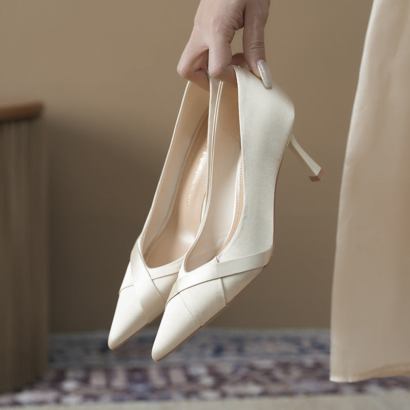 Women's Cross Classy High Pointed Toe Stiletto Wedding Bridesmaid Pumps Women's Fashion Shoes