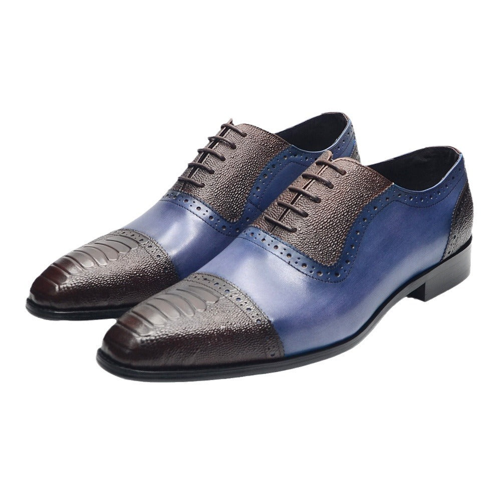 Men's Two Colors Oxford Business Formal Wear Luxury Leather Shoes