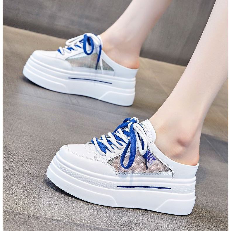 Women's Thick Sole Half Summer Fashion Cowhide Slippers