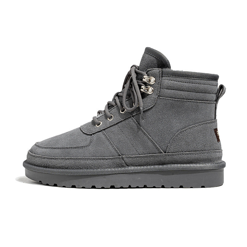 Men's Thickened One Pedal Cotton Genuine Outdoor Snow Boots
